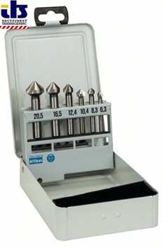 Bosch Набор из 6 конусных зенкеров 45; 63 mm / 5-10 mm / 6,3; 8,3; 10,4; 12,4; 16,5; 20,5 mm [2608597527]