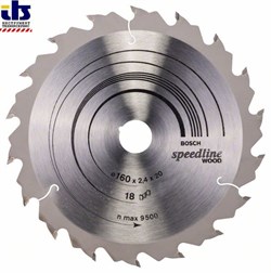Диск пильный для циркулярок 160-20 Speedline Wood 18зуб., BOSCH