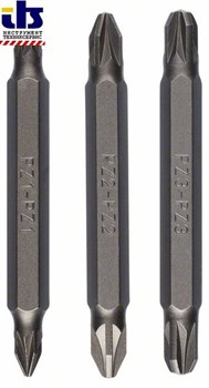 Набор из 3 двухсторонних насадок (Bosch PZ, PZ) PZ1-PZ1; PZ2-PZ2; PZ3-PZ3; 60 mm [2609255962]