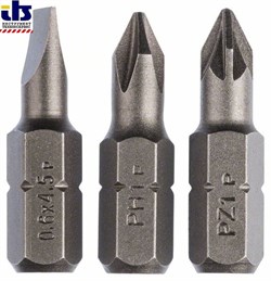 Набор из 3 бит Bosch Standard (HEX, PH, PZ) S0,6x4,5; PH1; PZ1; 25 mm [2609255973]