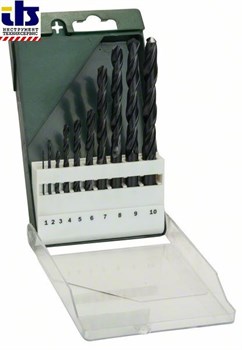 Набор из 10 свёрл по металлу Bosch HSS-R, DIN 338 1,0; 2,0; 3,0; 4,0; 5,0; 6,0; 7,0; 8,0; 9,0; 10,0 mm [2609255030]