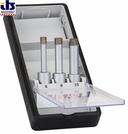 Набор из 3 алмазных свёрл Bosch Robust Line Easy Dry Best for Ceramic для сухого сверления 6,0; 8,0; 10,0 mm [2608587145]