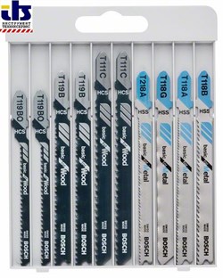 Набор из 10 пильных полотен Bosch Basic for Metal and Wood T 119 BO; T 119 B; T 111 C; T 218 A; T 118 G; T 118 A; T 118 B [2607010630]
