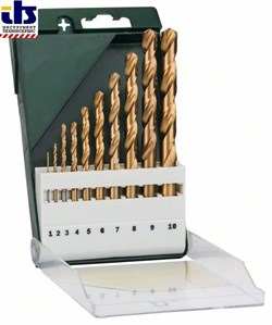 Набор из 10 сверл по металлу Bosch HSS-TiN, DIN 338 1,0; 2,0; 3,0; 4,0; 5,0; 6,0; 7,0; 8,0; 9,0; 10,0 mm [2609255130]