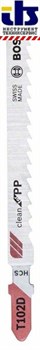 Пилка для лобзика T 102 D Clean for PP (в упаковке 5шт.), BOSCH