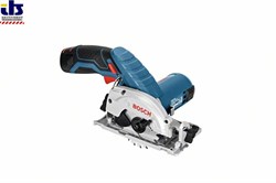 BOSCH GKS 12V-26 SOLO Циркулярная пила аккумуляторная (без аккумуляторов) 12V, Li-Ion, диам.диска 85 мм, скорость 1400 об/мин подсветка, параллельный упор, переходник для направляющих шин, переходник для удаления пыли