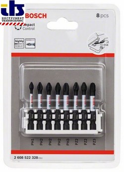 Набор ударных бит Impact Control BOSCH PH1, PH2 (3шт), PH3, PZ2 (2шт), PZ3 [2608522328]