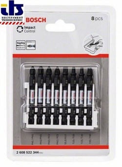 Impact Control Ударные биты двусторонние PH1/PH2,PH2/PH3,PH2/PZ2 (-2-), SL1x5.5,T15/T20 (-2-),T25/T, BOSCH