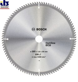 Диск пильный 305х30мм 100 зуб. по дереву OPTILINE ECO WOOD BOSCH (твердоспл. зуб) [2608641797]