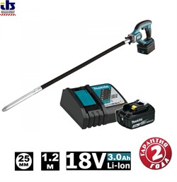Вибратор для бетона аккумуляторный Makita DVR450RFE (18В,2х3АчLi-ion,13000в\м,фштанги-25мм,3.7кг,чем) (DVR 450 RFE) - фото 86285
