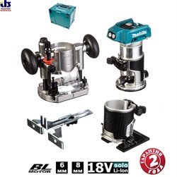 MAKITA DRT50ZJX2 Фрезер кромочный в MacPak с 2 базами (насадками) (18V, SOLO, 0-30000 об/мин)