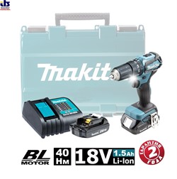 Шуруповерт DHP483SYE ударный BL motor аккумуляторный 2х1.5А/ч, MAKITA