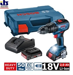 BOSCH GSB 18V-50 Шуруповерт-ударная дрель (EC-motor, 18V, 50НМ, 2 скорости, 2*2.0 Ah, 06019H5100)