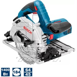 Дисковая пила BOSCH  GKS 140 Professional (184*20 мм, 6200 об/мин, пропил 64 мм Eco for wood 184мм, 20/16мм, 24T)(06016B3020) - фото 91930