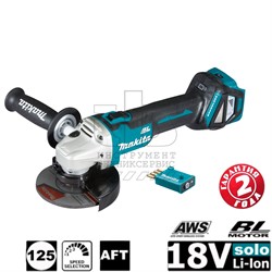 УШМ акк б\щет,ф125мм,18В,Li-ion,3000- 8500об\м, AWS, Bluetooth модуль, 2.3кг,кор,б\акк и з\у,пл пуск,anti-restart,защита от обр.уд, - фото 92335