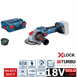 Solo Углошлифмашина  GWX 18V-15 SC  аккумуляторная  (X-Lock / BITURBO / без АКБ и ЗУ / L-Boxx), BOSCH (06019H6500 - фото 92353