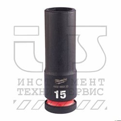 Головка ударная Shockwave  1/2"  15 мм  (глубокая / NEW), MILWAUKEE - фото 92664
