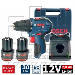 Шуруповёрт  GSR 12V-30  аккумуляторный  (30Nm / 2*2,0Ah / Кейс), Bosch