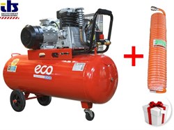 Компрессор ECO AE-1000-30HD АКЦИЯ! + Шланг полиурет. спиральный ф 8/12 мм AHU-208 (540 л/мин, 10 атм, поршневой, масляный, ресив. 100 л, 380 В, 3.00 к (AE-1000-30HDA1) [AE100030HDA1]