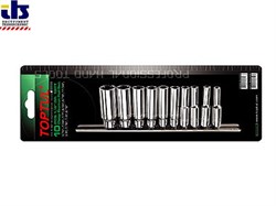 Набор головок 1/4&quot; дюймовые 3/16&quot;-9/16&quot; 12гр. 10шт на подвесе TOPTUL (GBAR1001)