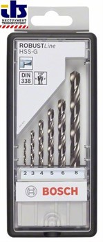 Набор из 6 свёрл по металлу Bosch Robust Line HSS-G, 118&#176; 2; 3; 4; 5; 6; 8 mm, 118&#176; [2607010528]