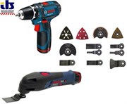 Bosch Аккумуляторная дрель-шуруповёрт GSR 10,8-2-LI + Мультишлифовальная машина GOP 10.8 V-Li АКЦИЯ!!! + 36 предметов оснастки в чемодане L-BOXX 0615990cc2
