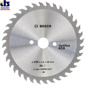 Диск пильный для циркулярок 150-20(16) BOSCH OptilineECO 36зуб [2608641784]