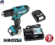 MAKITA DF333DWAE Шуруповерт в чем. (12.0 В, 2 акк., 2.0 А/ч Li-Ion, 2 скор., 30 Нм, шурупы до 8 мм)