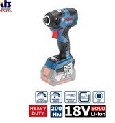 BOSCH GDR 18V-200C SOLO Гайковерт с бесщеточным двигателем 18V в коробке, патрон - шестигранник 1/4&quot; 18V, Li-On, момент 200 Нм Solo версия: без аккумуляторов и зарядного устройства