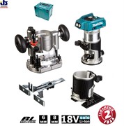 MAKITA DRT50ZJX2 Фрезер кромочный в MacPak с 2 базами (насадками) (18V, SOLO, 0-30000 об/мин)