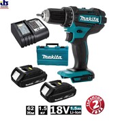 MAKITA DDF482SYE (2*1.5 Ah) Шуруповерт-дрель в чемодане (18.0 В, 2 скор., 62 Нм)