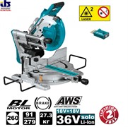Пила торцовочная аккумуляторная Makita DLS111ZU (36В, 4400 об\м, AWS, Bluetooth модуль, диск ф260х30мм, рез-91x279мм, 26,3кг, наклон-48\48гр, поворот:60\60гр, б\ак,з\у) (DLS 111 ZU)