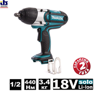 MAKITA DTW450Z Гайковерт ударный аккум. (18V, SOLO, посадочн. квадрат 1/2 &quot;, 440 Нм, вес 3.4 кг)