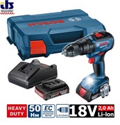 BOSCH GSB 18V-50 Шуруповерт-ударная дрель (EC-motor, 18V, 50НМ, 2 скорости, 2*2.0 Ah, 06019H5100)