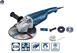 BOSCH GWS 2200-230 RSP Угловая шлифмашина (новое поколение двигателя и системы охлаждения) 2200 Вт, 230 мм, 6500 об/мин, 5.4 кг. (06018C1320)