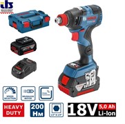 Гайковерт аккумуляторный ударный GDX 18V-200 C  200Нм BL motor  2*5,0 L-Boxx, BOSCH (06019G4201)