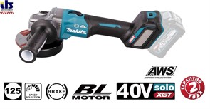MAKITA GA023GZ SOLO Угловая шлифмашина XGT 40V (125 мм, 3000-8500 об/мин, XPT, AFT, слайдер-клавиша)