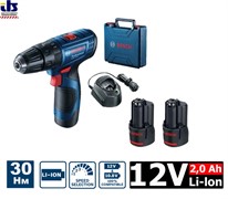 Аккум. ударная дрель-шуруповерт BOSCH GSB 120-LI (12.0 В, 2 акк., 2.0 А/ч, 2 скор., 28 Нм, шурупы до 7 мм, сверление в металле до 6 мм, 06019G8100)