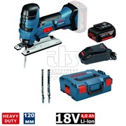 Аккум. лобзик BOSCH GST 18 V-LI S L-BOXX (18.0 В, 2 акк., 5.0 А/ч, Li-Ion, пропил до 120 мм) (06015A5104)