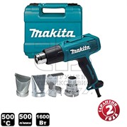 MAKITA HG 5030K Термовоздуходувка в чем + набор сопл (1600 Вт, 2 скор., 350-500 °С, ступенч. рег.)