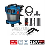 BOSCH GAS 18V-10 SOLO Пылесос аккумуляторный (без аккумуляторов) с контейнером 10 литров и насадками 18V, Li-On, контейнер 10 литров, 4.7 кг шланг, насадки для пола и щелевая