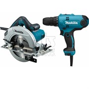 MAKITA DK0118 Набор инструментов (DF0300 + HS7600) Шуруповёрт(320 Вт,56Нм) + Пила(1200Вт,65мм)