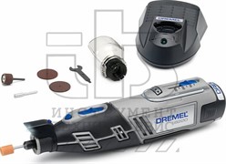 Многофункциональный инструмент аккумуляторный DREMEL 8220JC (8220-1/5) (акк. 12В Li, 2,0Ач., зарядка - 1 час, + 1 приспособление + 5 насадок)  Встроенная светодиодная  подсветка 360 градусов