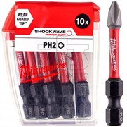 Бита ударная для шуруповерта MILWAUKEE SHOCKWAVE PH2 50 мм (10 шт.),